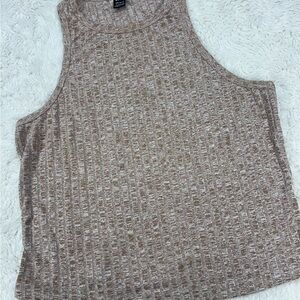 Medium Shein Ribbed Beige Round Neck  Crop Top Size L  NWOT #42
